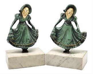 Vintage JB Hirsch "Pleased to Meet You" Cast Iron/Marble Bookends