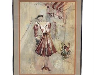 Signed Lori Daugstrup Original Mixed Media Painting on Paper