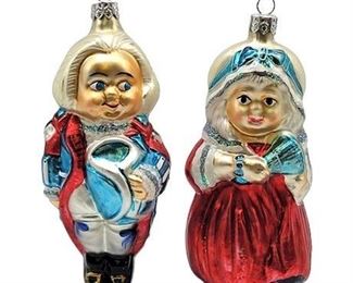 Christopher Radko George & Martha Washington Blown Glass Ornaments