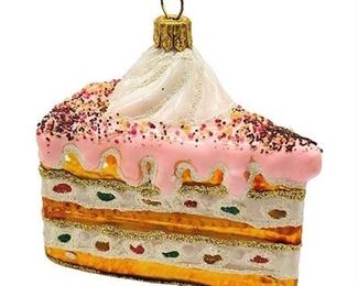 Strawberry Cake Hand Blown Polish Glass Ornament