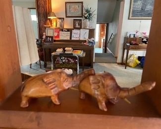 . . . wood-carved elephants