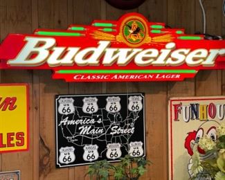 Lighted  Budweiser sign