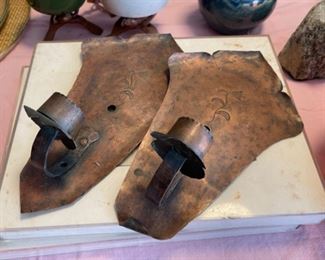 Copper candle sconces