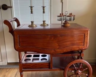 Chinese rosewood tea or bar cart