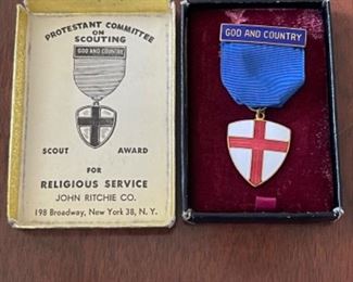Boy Scout God and country pin