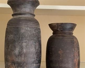 Nepalese ghee turned wood containers 19th century