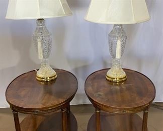 Oval Vintage style tables and crystal lamps
