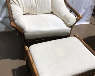 Rattan chair and footstool