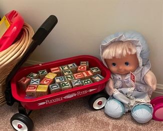 Red Wagon, Wooden Blocks