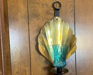 Brass and Wrought Iron Wall Sconces 