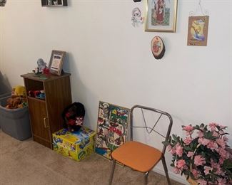 Games, Childs Chair, Phone Stand, Religious Plaques and Pictures 