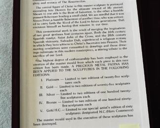 CHRIST OF SAINT JOHN OF THE CROSS by Salvador Dali.  Ltd. Gold edition of 75.  Edition # 56/75.   30" x 18" with original box from Center art Gallery, Hawaii.