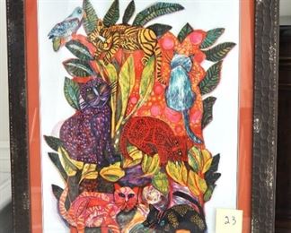 "TROPICAL CATS" LITHO by Judith Bledsoe.  Ltd Edition number:  40/300