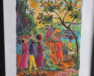 Haitian Village scene.   Original artwork by Martino Dorce.  Size:  21" x 17".