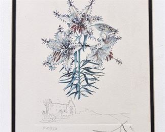 from the Surrealistic Flowers Suite by Salvador Dali.  Title:  Erotic Lily.  Ltd edition # 91 0f 250
