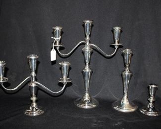 2 Pairs of sterling silver candelabra