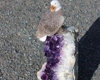 2pc. Marble Bald Eagle & Geo Stand form Brazil