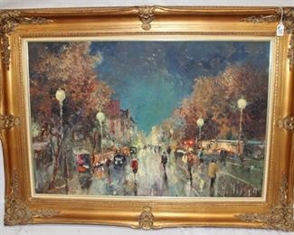 Nilsen, H Oil On Canvas  Pairs Street Scene