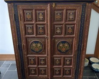 LOT 302 - ASIAN HAND PAINTED CABINET 39" WIDE X 25"D X 48"H