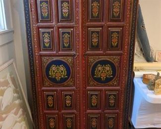 LOT 303 ASIAN HAND PAINTED CABINET 36"W X 15"D X 60"H