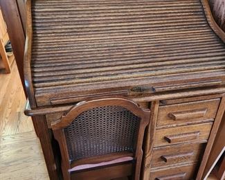Small Antique Secretary Roll Top Desk