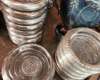 Sterling Silver and Glass Coasters