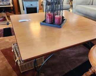 Wood and Wrought Iron Coffee Table