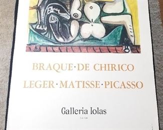 Lot # 49 ~ Vintage Large Offset Lithograph Poster Braque De Chirico Galleria Lolas Italy ~ Leger Matisse Picasso Exhibit