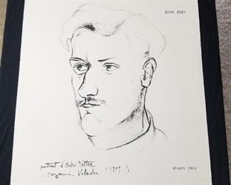 Lot # 59 ~ Vintage Lithograph Poster (1974) 1909 Drawing of Andre Utter by Suzanne Valadon Paris Art Gallery