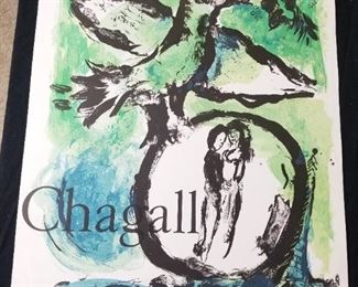 Lot # 64 ~ Vintage Chagall Original Poster Stone Mourlot Lithograph L'OISEAU VERT ~ 1962 ~ 21.75 x 27.5"