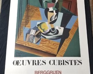 Lot # 80 ~ Original Vintage Lithograph Poster Juan Gris. Exhibition poster for Berggruen Galerie in Paris, 1973