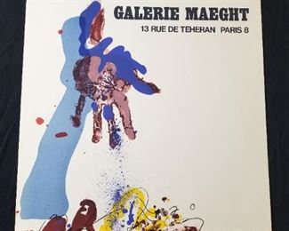 Lot # 83 ~ Vintage Original 1970s Rebeyrolle Vintage Galerie Maeght Lithograph Poster "Hand Mark" on Matte Paper