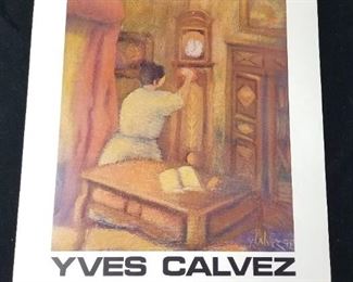 Lot # 8 ~ Vintage Original Offset Lithograph Art Exhibit Poster YVES CALVEZ 1977 Paris ~ Galerie Drouant 18" x 26"