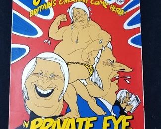 Lot # 12 ~ Original 1970s Lithograph Poster "Grocer Heath, in Private Eye" ( Edward Heath ) Britain's Greatest Comic Hero
