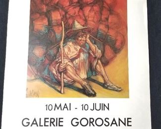 Lot # 22 ~ Vintage Original 1970s Paris Art Exhibit Poster on Matte Paper ~ Galerie Gorosane 19 x 24" ~ Printed in France
