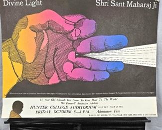 Lot # 6 ~ Original Vintage Lithographic Promotional Poster "Divine Light" Sri Sant Maharaj Ji by Milton Glaser