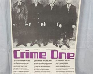 Lot # 88 ~ Original 1967 "Crime One" Poem Poster By Christopher Logue Published by Vandal Publications ~ 17" x 22.5"