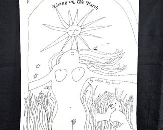 Lot # 95 ~ Original 1970s Lithographic Poster of Alicia Bay Laurel's "Living on the Earth" Book Cover 18" x 23"