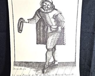 Lot # 105 ~ Original Offset Lithograph Art Matte Poster Moliere as Sganarelle in 'L'Ecole des Maris' ~ 18" x 24"