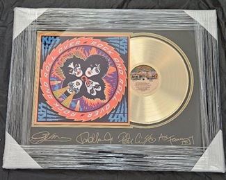 KISS Rock and Roll Over Album Cover and Gold Record Signed and Framed Collage