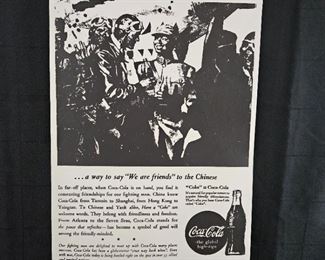Original Offset Lithograph Black/White Poster 1943 Coca-Cola China World War II Magazine Advertisement