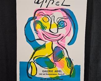 Original Art Exhibit Lithographic Poster - Karel APPEL EXPO 71 - GALERIE ARIEL 1971 - 22" x 32"