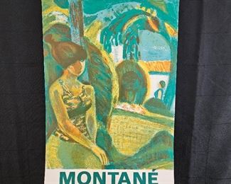 Original 1974 Art Exhibit Lithographic Poster Paris Roger MONTANE Pastels Measures 35.5" x 19.5"