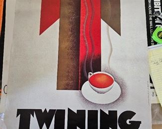 Lot # 113 ~ Twining Tea Vintage Advertising Poster Offset Lithograph Artwork by Charles Loupot in 1930 Art Deco style