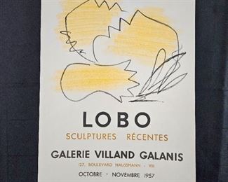 Lot # 112 ~ 1957 Original Art Exhibit Mourlot Lithographic Print Poster LOBO Sculptures Paris ~ 18.5" x 25"