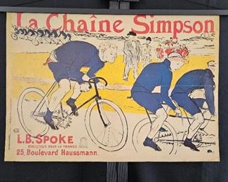 Lot # 110 ~ Original Offset Lithograph Poster La Chaine Simpson, Bicycle Chains 1896 Art Print by Henri de Toulouse Lautrec