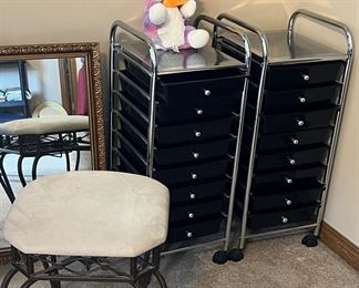 Two craft shelves/baskets (8 drawers) priced separately