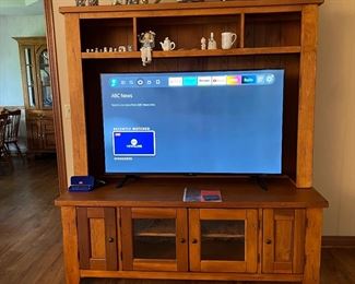 Entertainment center, two  pieces - large enough for a 60" television                                                                                                      the television is a 55" Fire TV (smart television) which has sold