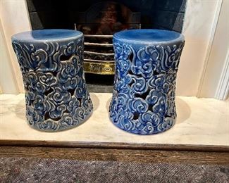 Darnell & Company Garden Seat Accent Tables in Faded Blue