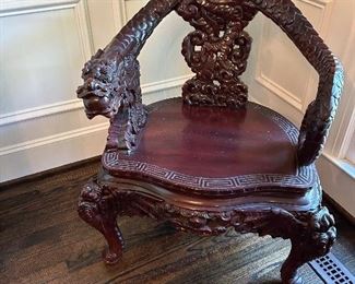 Carved Rosewood Dragon Arm Chair